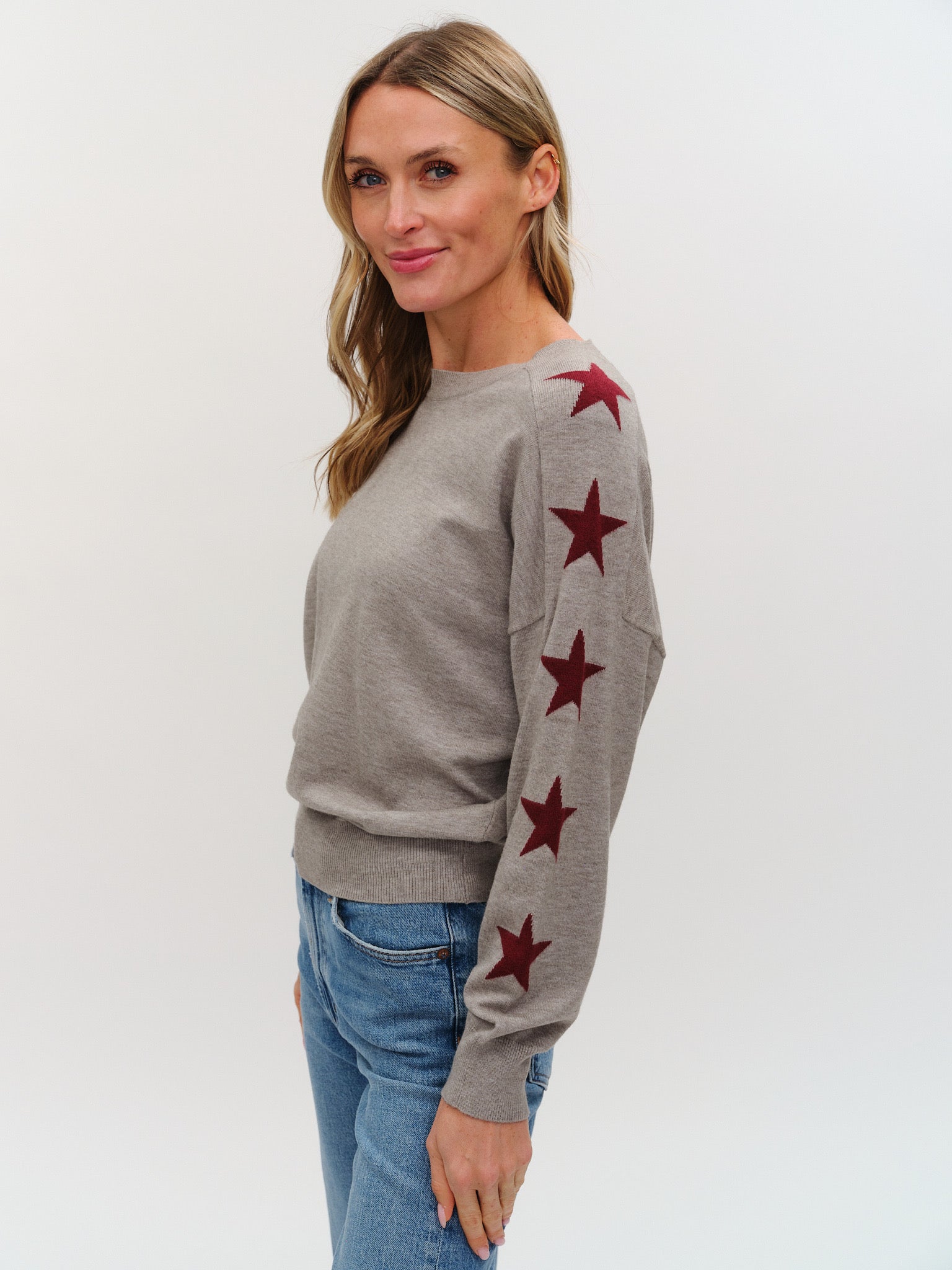 six fifty womens sweater with stars on the seelve