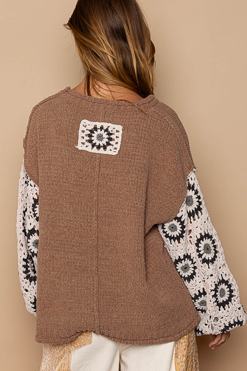 Pol Crochet Sleeve Sweater