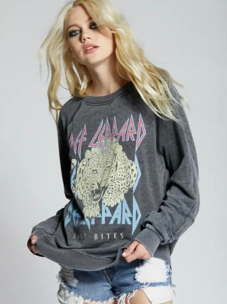 Love Bites Def Leppard Sweatshirt by Recycled Karma at Dilaru Boutique Nutley NJ